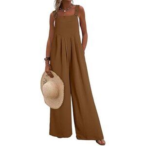 Women's Casual Loose Overalls Jumpsuits One Piece Sleeveless Wide Leg